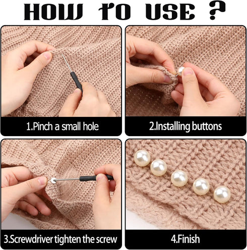 24 Sets Pearl Buttons for Clothes, Pearl Brooch Buttons No Sew Buttons Reusable Decorative Pearl Pins Buttons for Women Girls Shirt Dress Sweaters...