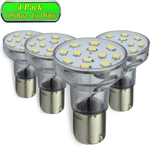 Leisure LED RV Trailer Motorhome LED Spot Light 1156 1139 1141 1383 LED Bulb 2 Watt 275 Lumen CW 10-30Volt 12Volt Long Neck (Cool White 6500K, 4-P...