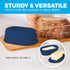 Midnight Blue Butter Dish with Lid For Countertop - Modern Bamboo Butter Crock - Dishwasher Safe Butter Keeper - Butter Holder Container Perfect F...