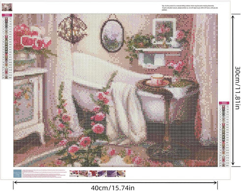Zimal DIY Diamond Painting Bathtub 5D Full Round Diamond Diamond Embroidery Bathroom Wedding Decoration 11.8 x 15.8 Inch...