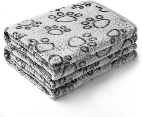 Luciphia 1 Pack 2 Pet Blankets for Dogs Cats, Fleece Print Dog Cat Blankets for Small Medium Large Puppy Kitten, Grey Paw Small (23x16 inch)...