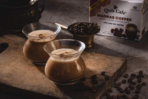 QuikCafé Madras Unsweetened Coffee – 10 Count, Instant Herbal Blend with Natural Ingredients, Caffeine-Light, Preservative-Free – Just Add Hot Wat...