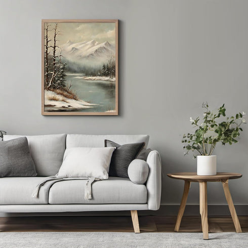Posterizer 1 pcs-snowy winter nature scene with a lake-1-Landscape & Nature Art-GIft for Men Women Teens-Living Room Bedroom Decor- unframed wall ...