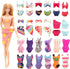 BARWA 12 Items 5 Psc Swimsuits Bathing Clothes Bikini One Piece with 2 Pool Floaties with 5 Shoes for 11.5 inch Doll...