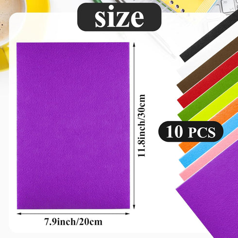 10PCS Multicoloured Self Adhesive Felt Fabric Sheets Sticky Felt Sheets for Craft Supplies Art Home Making?8.3" x 11.8"/20 x 30cm?...
