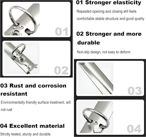 2Pcs A4 Notebook 4-Hole Ring Binder Mechanisms 30.5X 2.0cm Diameter Silver Metal Clip Ring Binder DIY Fill Paper Storage Folder Accessories Office...
