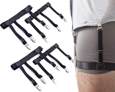 STAY GENT Y-Style Shirt Stays For Men with Non-Slip Locking Clamps and Adjustable Elastic Straps...