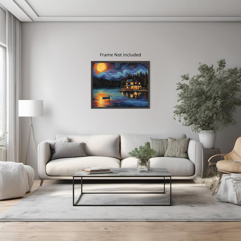 Posterizer 1 pcs- quaint old village-building in nature-night sky 8-Landscape & Nature Art-Floral Botanical Art- Decor for Home & Office- unframed...