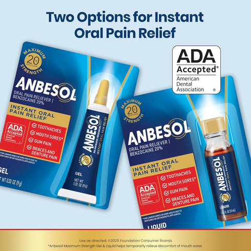 Anbesol Maximum Strength Oral Pain Relief Gel, Instant Pain Relief For Toothache Pain, Canker Sores, Sore Gums, Mouth Sores, Denture Pain, and Ali...