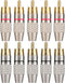 10Pack RCA Male Plug Solder, Gold Audio Video Cable Adapter Connector for Speaker Wire Wall Plate Home Theater Audio Video Receiver Amplifiers and...