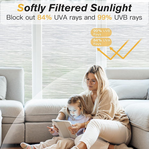Haton Window Privacy Film, Frosted Glass Window Film, Non-Adhesive Removable Static Cling Window Clings, UV Blocking Window Stickers, Opaque Decor...
