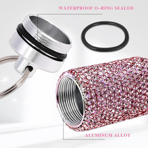 Pill Organizer Stainless Steel Waterproof Pill Holder Box Bling Small Medicine Case Dispenser Bottle Travel Portable Jewelry Ring Holder Keychain ...