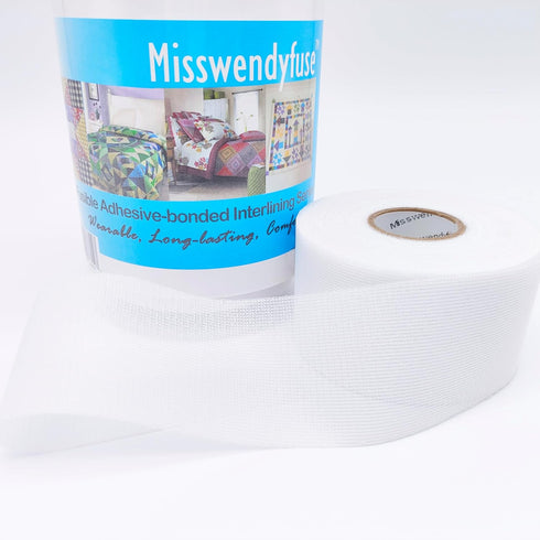 Misswendyfuse Fusible batting, Seam Batting Tape for quilt Sewing, Single-Side Adhesive Warp-Knitted Stretchy Fabric,white?2 Rolls,1.57" Wide, 15 ...