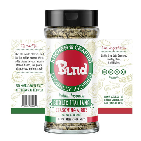 Kitchen Crafted - BLND Garlic Italiana Spice Seasoning, Gluten-Free Italian Barbecue Seasoning Rub, All-Natural Pasta, Pizza, Soup, Garlic Dry Rub...