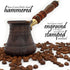 PCZ Series (Small-6 fl.oz) Thickest Solid Copper Engraved/Stamped Turkish Greek Arabic Coffee Pot with Wooden Handle, Stovetop Coffee Maker Cezve ...