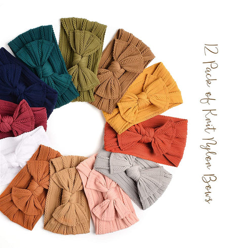 Prohouse 12 Pack Baby Nylon Headbands Hairbands Hair Bow Elastics Handmade Hair Accessories for Baby Girls Newborn Infant Toddlers Kids(Terracotta...