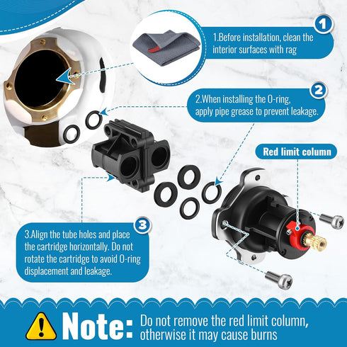 Saillong Temp Mixer and Pressure Balancing Unit Kit Compatible with Kohler GP876851, Shower Cartridge Replacement Valve Repair Kit, Controls Press...