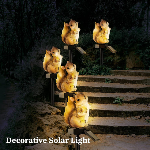 Garden Solar Light Outdoor Decor, Resin Squirrel Solar LED Light for Outdoor, Animal Waterproof Light for Flower Fence Lawn Passage Walkway Courty...