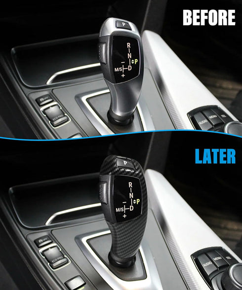 Carbon Fiber Car Gear Shift Knob Cover,Car Sticker Decals Gear Shift Knob Cover,Carbon Fiber Pattern for F20 F30 F31 F34 X5 F15 X6 F16 X3 F25 X4 F...