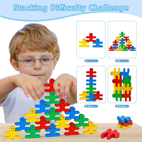 Montessori Toys for 2 3 4 Year Old Boys Girls Gifts, 16pcs Wooden Building Blocks for Toddlers 1-3 Year Old, Stacking Blocks Sensory Toys for Kids...