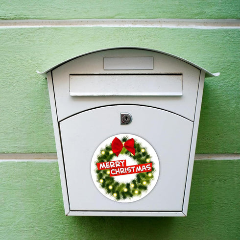 Merry Christmas Wreath Seasonal Magnet, Holiday Decoration for Refrigerator and Car, 5.5 Inches...