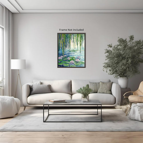 Posterizer 1 pcs-oil painting style-ethereal water lily pont-classics inspired 2-Landscape & Nature Art-Vintage Art-Gift for Art Lovers- unframed ...