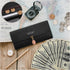 FuninCrea Purses for Women with Leaf Pendant, PU Leather Ladies Purse with Metal Snap Button, Bifold Womens Purse Long Leather Purse with Multiple...