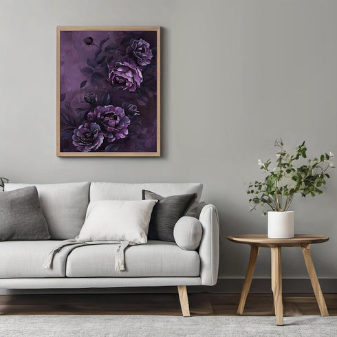 Posterizer 1 pcs-dark dainty art with purple flowers-Floral & Botanical Art-Abstract & Modern Art-Decor for Home & Office- UNFRAMED Wall Art...