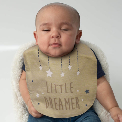 Neat Solutions 5 Pack Aspirational Bib Set with Mixed Fabrics & Water Resistant Inner Core - Boy, Grey Oatmeal While...