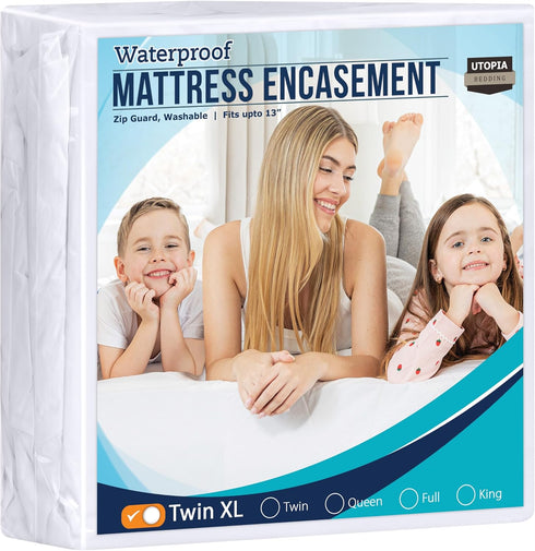 Utopia Bedding Zippered Mattress Encasement Twin XL, 100% Waterproof Bed Bug and Dust Mite Proof Mattress Protector, Absorbent Six-Sided Mattress ...