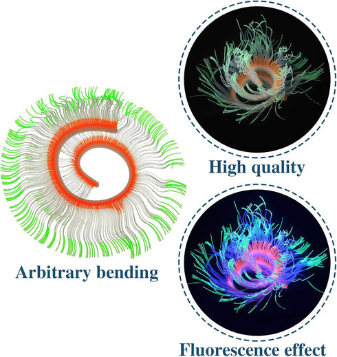 57 Pieces Glowing Fish Tank Decorations Plants with Simulation Glowing Silicone Coral Glowing Jellyfish Lotus Leaf Changeable Green Sea Anemone Lu...