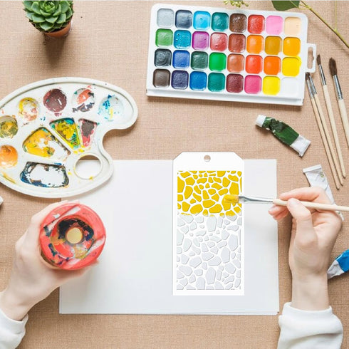 10 Pcs Stencils for Painting for Crafts, Background Texture Stencils Reusable Mixed Crackle Marble Brick Stone Stencil Wood Grain Mixed Media Sten...