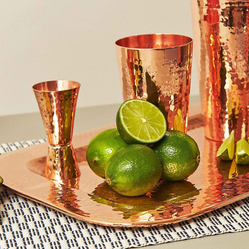 Sertodo Copper Double Sided Jigger, 1 oz and 2 oz Measured Shots, Hand Hammered 100% Pure Copper, Single...