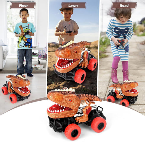 Dinosaur Remote Control Car Toys for 3 4 5 6 Years Old Kids, Toddler RC Toy Car Dinosaur Toys for Ages 3-12 with Lights, Birthday Gift for Boys an...