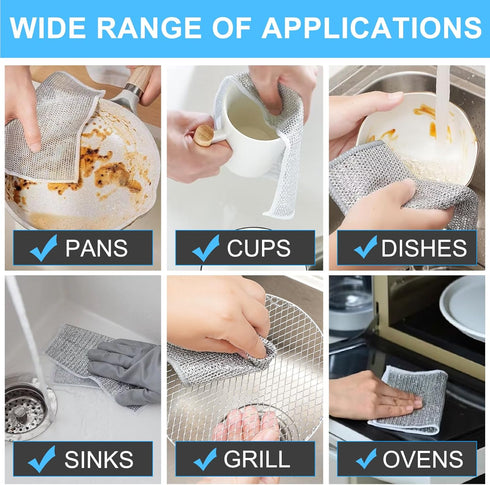 Multifunctional Non-Scratch Wire Dishcloth,Multipurpose Wire Dishwashing Rags for Wet and Dry, Steel Wire Dish Towel,Scrubs & Cleans for Dishes,St...