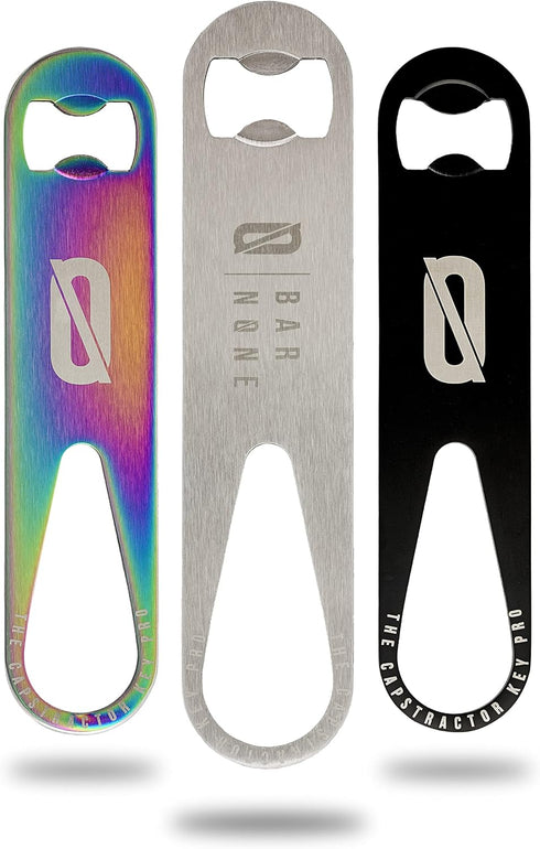 BAR NONE The Capstractor Key Pro | Bottle Cap Opener Bar Key Beer Speed Bartender Church Key, Stainless...