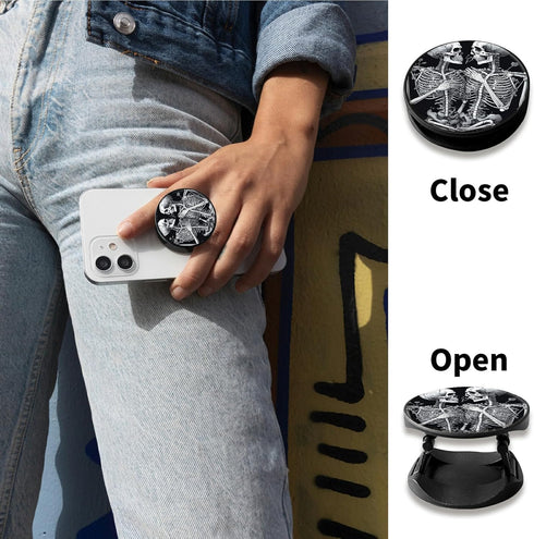2-Pack Phone Case Holder for Fingers, Pop it for Phone, Phone Grip with Expanding Kickstand Compatible with All Phones and Tablets, Skull Leaf...