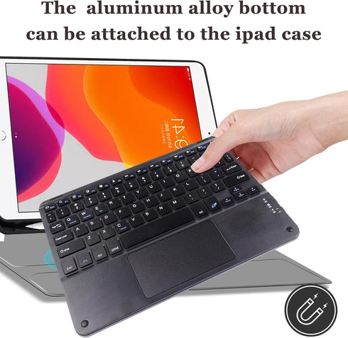Wireless Bluetooth Keyboard, Ultra Slim Rechargeable Portable Cordless Keyboard with Touchpad 10 Inch Wireless Keyboard for iOS Android Windows iP...