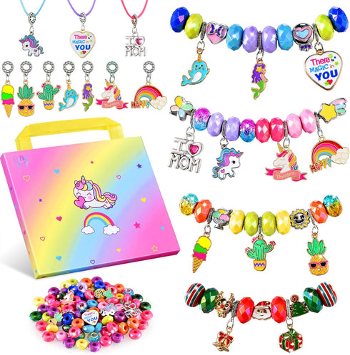 BDBKYWY Girls Charm Bracelet Making Kit - Kids Unicorn Jewelry Supplies Make Set DIY Art Craft Set Birthday Gifts for 3 4 5 6 7 8 Year Old Girl To...