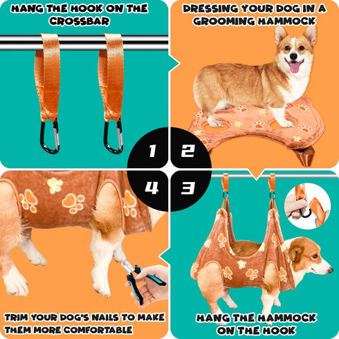 Dog Grooming Kit, Dog Grooming Supplies, Dog Grooming Hammock, Dog Grooming Harness, Dog Nail Clippers, Dog Nail Grinder, Hooks, Dog Hammock Kit f...