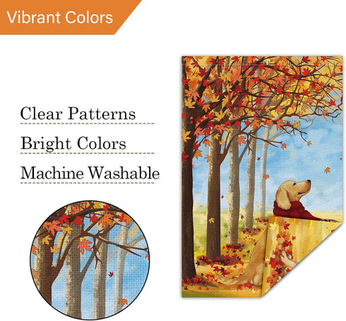 Louise Maelys Fall Welcome Garden Flag 12x18 Double Sided, Small Burlap Autumn Golden Retriever Dog Garden Flag Maple Leaves Fall Thanksgiving Out...