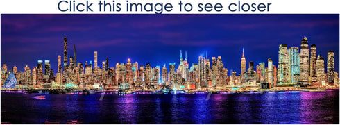 New York City 2022 Manhattan Midtown Skyline PHOTO PRINT UNFRAMED NIGHT COLOR NYC 11.75 inches x 36 inches Photographic Panorama Print Photo Pictu...