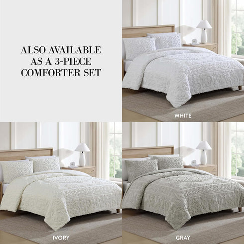 Beatrice Home Fashions Medallion Chenille Bedspread, Standard Sham, Gray...