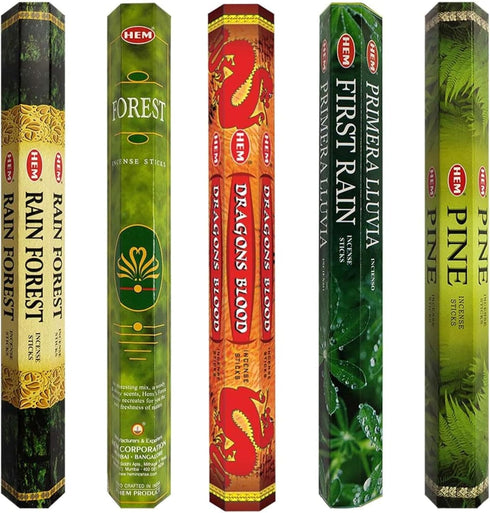 Hem Incense Sticks Variety Pack #12 and Incense Stick Holder Bundle with 5 Forest Themed Fragrances...