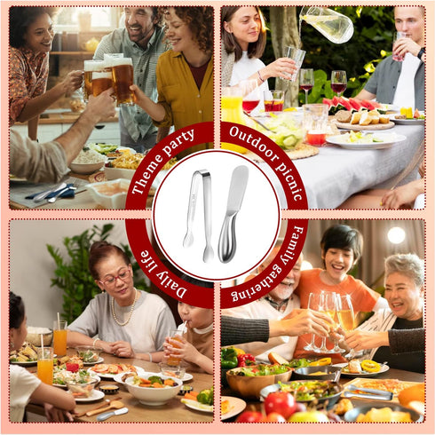 Butter Spreader Knife Set 8 PCS Stainless Steel Cheese Butter Spreader Knives and Mini Serving Tongs for Cheese Cold Butter Jam Appetizers Pastry ...