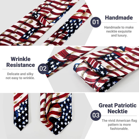 Men's American Flag Ties 3.27" (8.3CM) USA Flag Necktie For Men...
