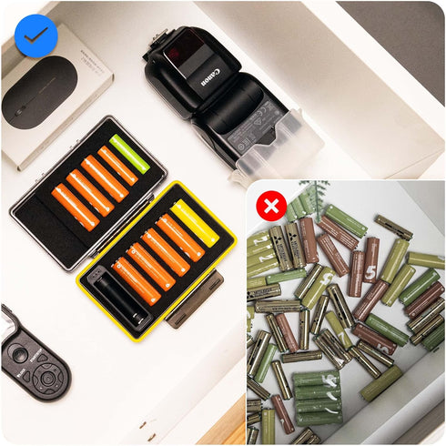 Detachable Battery Tester for AA and AAA Batteries,10 Slots Battery Case for 8 AA and 2 AAA Battery, Water-Resistant and Shockproof, PC Shell Easy...
