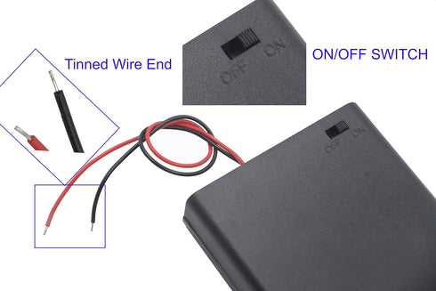 (Pack of 2 4 AA Battery Holder with Switch, 6V Battery Holder with Switch, 4X 1.5V AA Battery Holder with Leads and Switch...