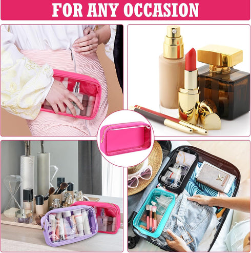 Hushee 4 Pcs Clear Nylon Makeup Bag for Women Christmas Gifts Preppy Cosmetic Bag PVC Travel Toiletry Bag Zipper Pouch Waterproof Storage Organize...