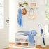 SONGMICS Entryway Hanging Coat Rack, Wall-Mounted Wooden Shelf, with 4 Double Hooks, Wall Floating Shelf, White ULHR42WT...